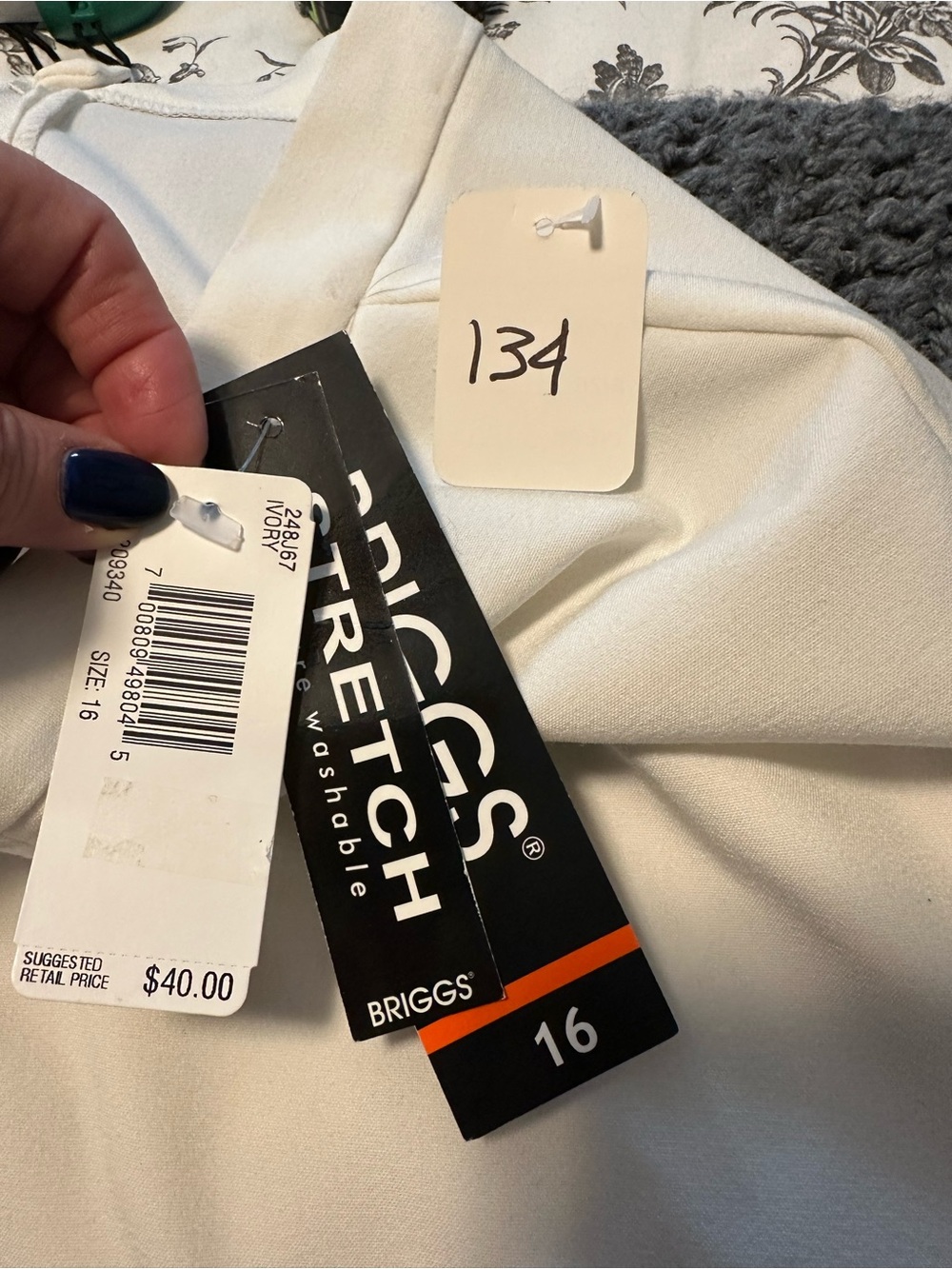NWT Briggs New York White Back Zip Pencil Midi Skirt Size 16 Stretch Career - Picture 5 of 5
